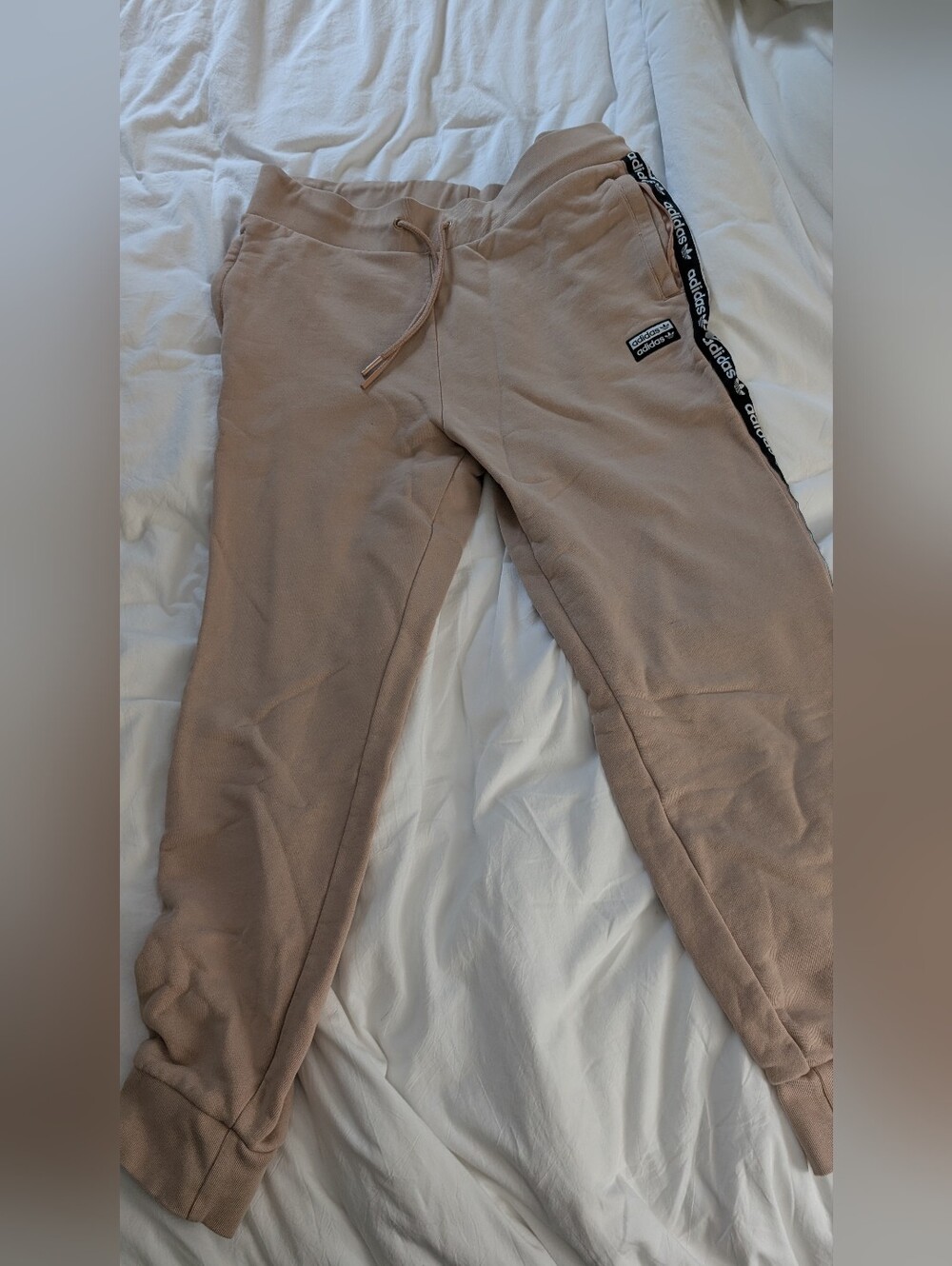 adidas Beige Taupe Sweatshirt with Trefoil Tag